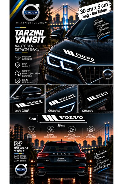 İntervex Global Volvo Compatible Sport Body Stripe Sticker Right Left Side Door Fender Sticker 2 Pieces