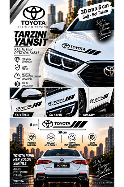 İntervex Global TOYOTA Uyumlu Spor Gövde Şerit Sticker Sağ Sol Yan Kapı Çamur...