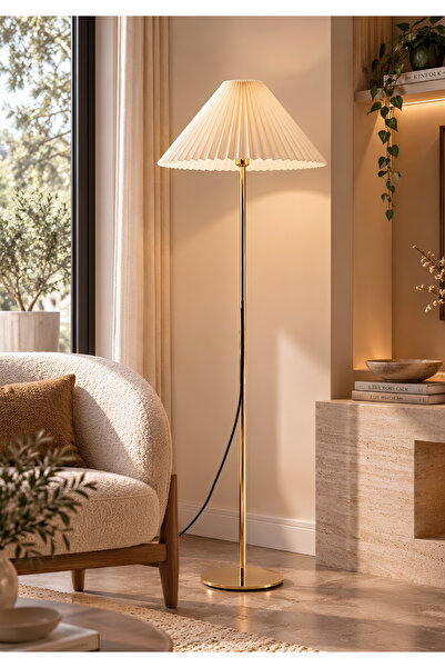 HOMİNG Homing Orijinal Gold Kaplama Lambader Pileli Başlık Ekru