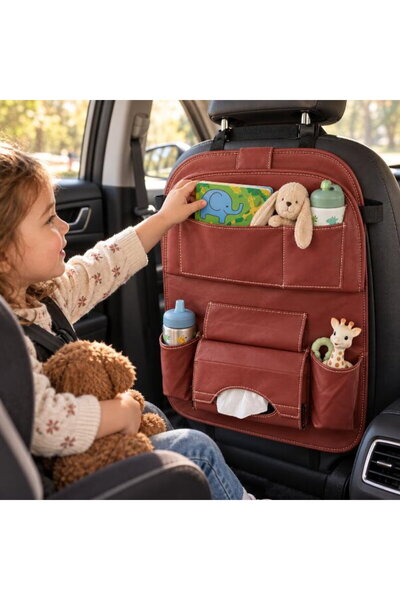 Empria Organizator scaun auto copii, impermeabil, Empria, 63x44.5 cm, Visiniu