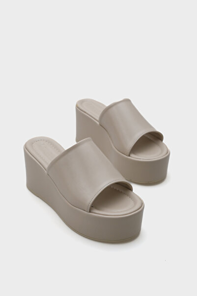 Capone Outfitters Marry Platform Hasırlı Süet Kadın Terlik