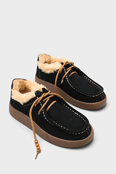 Capone Outfitters Daffi Hakiki Nubuk Deri Konfor Ahşap Aksesuarlı Kadın Loafe...