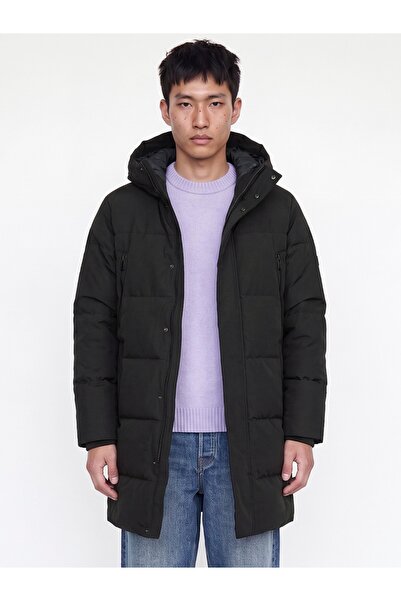 Jack & Jones Geacă lungă pentru bărbați, tip puffer, cu glugă, croială normal...