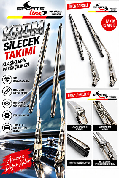 OTO SÜSLEN İSTANBUL Tofaş Krom Silecek Takımı Araç Aksesuarı Vidalı