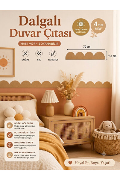 mdmetadesign Boyanabilir ahşap duvar bordürü