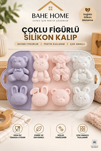 bahe home Silikon Figürlü Çok Amaçlı Kalıp Sabun Mum Alçı Kek Çikolata Yapışm...