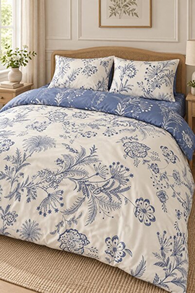 Eponj Home Easy-Iron Duvet Cover Set Double Size Liora Blue