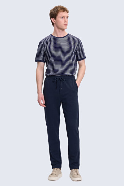 Hatemoğlu Navy Blue Regular Fit Side Pocket Cotton Sweatpants