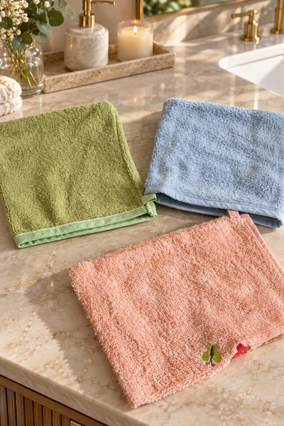 TEOHOMELİNENS Banyo Havlu Kese 15x21 cm 7 li Set