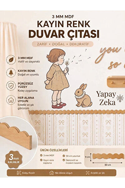 mdmetadesign Kayın Renk Mdf Dekoratif Duvar Çıtası