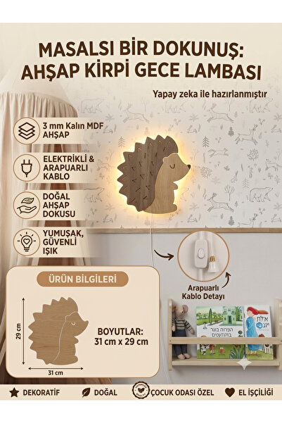 mdmetadesign Kirpi Figürlü Duvar Lambası