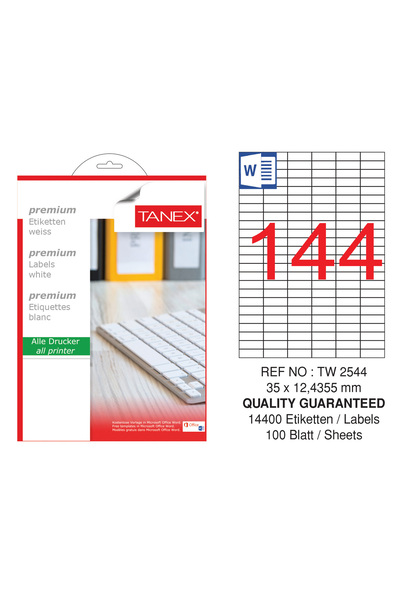 Tanex Tw-2544 35x12.4355 mm Lazer Etiket 100 Lü Paket
