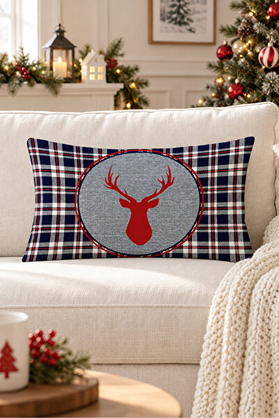 Evmila New Year's Themed Velvet Throw Pillow Case with Deer Pattern 35X55 cm ...