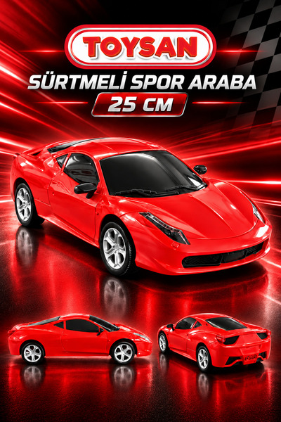 Toysan KIRMIZI Sürtmeli SPOR Araba 25 cm 1 ADET