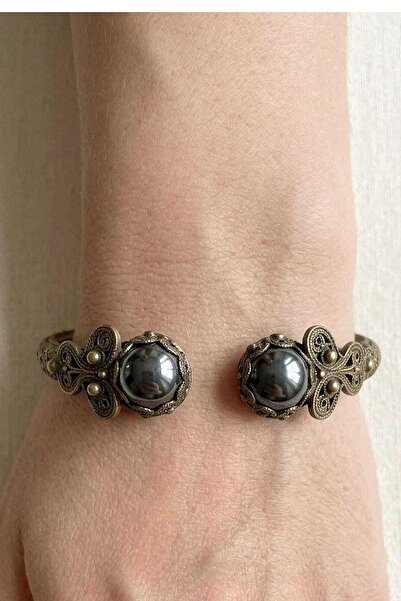 elinasaccessories سوار من حجر الهيماتيت البرونزي المصنوع يدويًا، سوار قابل لل...