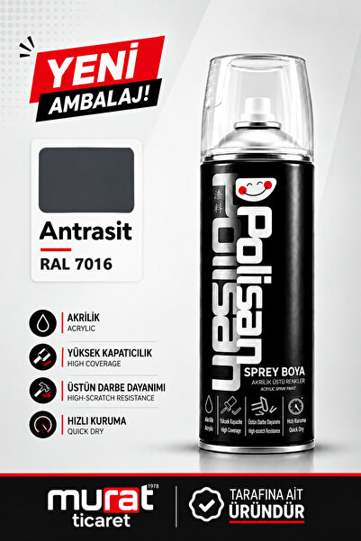 Polisan Akrilik Antrasit Sprey Boya 400 ml - RAL 7016