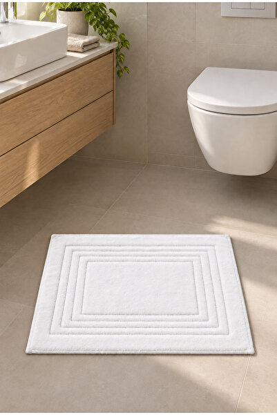Cotton Crafty Pamuk Dokuma Su Emici Banyo Paspası Vera 60x50 Cm BEYAZ