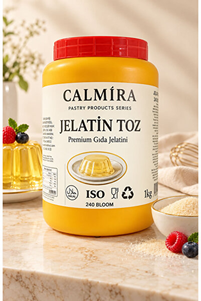 CALMİRA Jelatin Toz 1 kg / %100 Saf Sığır Jelatini Tozu / 240 Bloom / Helal S...