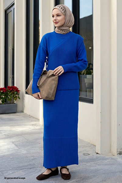 InStyle Tie-Up Sweater Knitwear Dress - Cobalt Blue