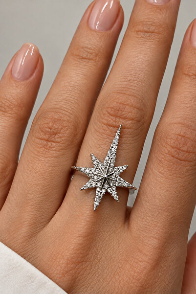 Leo'Stone Polar Star Design Model Adjustable Women's Steel Ring Silver Non-Ta...
