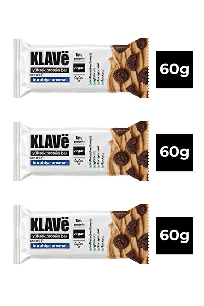 Yüksek Protein Bar Kakaolu & Kurabiye Aromalı - 60g x 3 Adet - 15g Protein, Vegan ve Glutensiz