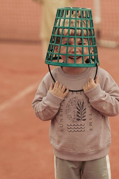 Cigit Dağ Baskılı Sweatshirt 3-9 Yaş Bej