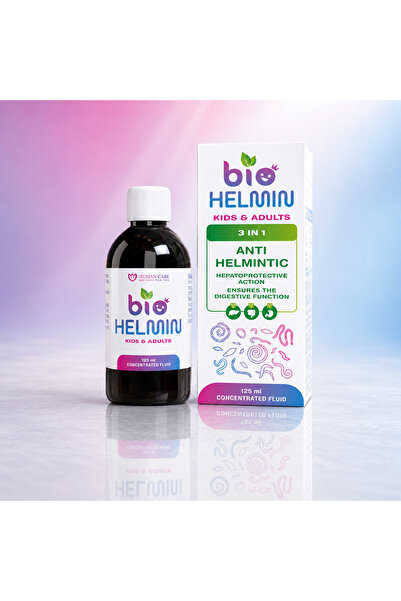 Human Care BioHelmin | 125 ml | Sirop Antihelmintic 3în1 | Oxiuri & Paraziți Copii +3 ani și Adulți