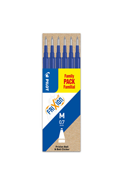 Pilot Set de 6 rezerve de pix cu bilă Frixion 0.7 mm, culoare albastră