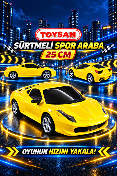 Toysan SARI Sürtmeli SPOR Araba 25 cm 1 ADET