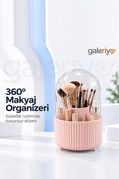 Galeriyo Διαφανές κάλυμμα 360 Περιστρεφόμενη βούρτσα οργάνωσης καλλυντικών μα...