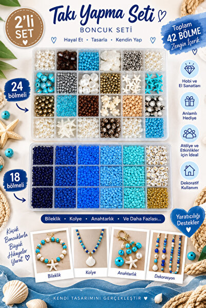 By MO Accessories 2'li Kutuda Yaz Sezonu Doğal Taş Deniz Yıldızı Deniz Kabuğu...