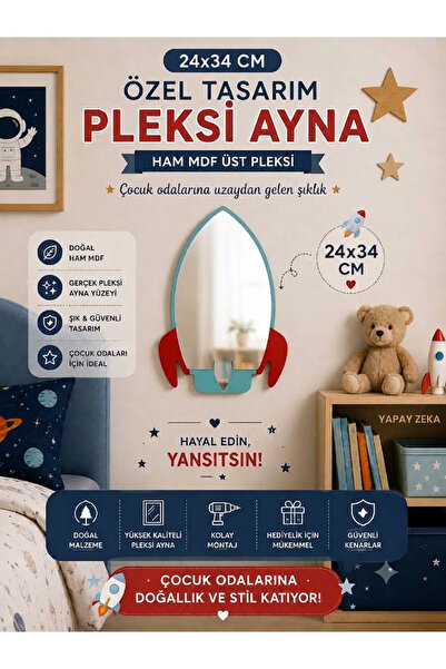 mdmetadesign Renkli Uzay Temalı Pleksi Ayna