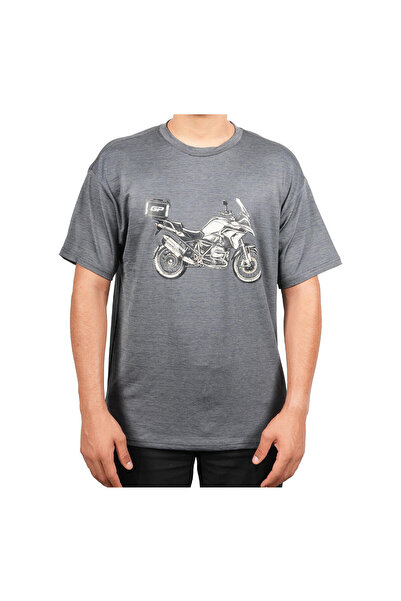 GP KOMPOZİT TSH005 Μπλουζάκι με στάμπα Adventure Motorcycle σε γκρι χρώμα