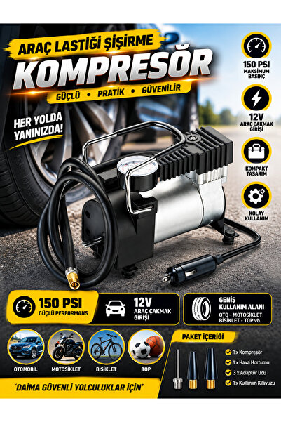 Halidi Araba Kompresörü Metal Oto Araç Hava Kompresörü 12v-13,5v