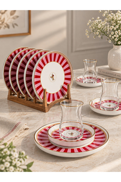 Onedekor 18 Parça Modern Piano Bird Pasta Çay Saati Seti