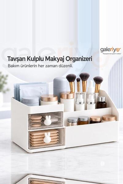 Galeriyo Makyaj Organizeri Çekmeceli Beyaz