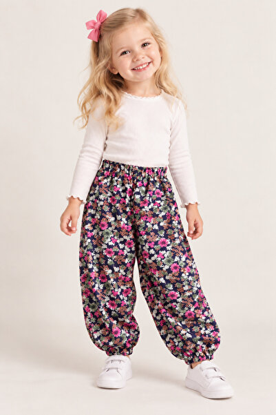 sinankardeşler Girl's Elastic Viscose Patterned Local Style Shalwar