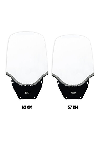 GP KOMPOZİT Honda Forza 250 2021-2025 Uyumlu Baskılı Ön Tur Camı Şeffaf 62 cm