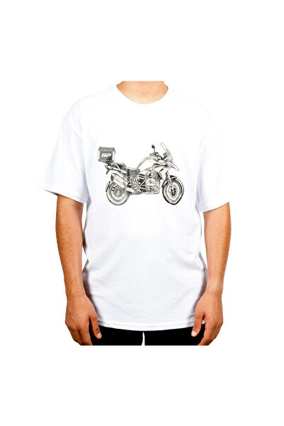 GP KOMPOZİT TSH005 Μπλουζάκι με στάμπα Adventure Motorcycle Λευκό