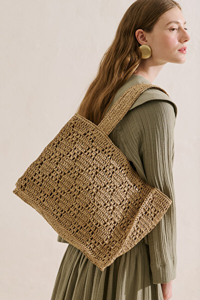 Manuka Haley Straw Bag Beige