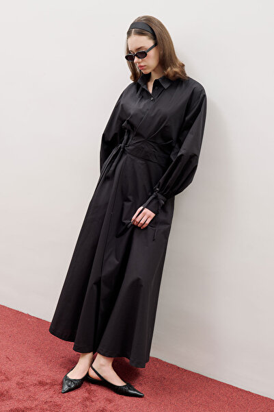 Manuka ENYA Pleated Shirt Dress Black