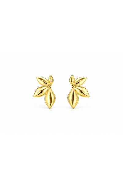 stravis Gold Color Leaf Earrings