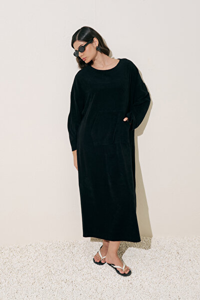 Manuka Towel Fabric Casual Dress Black