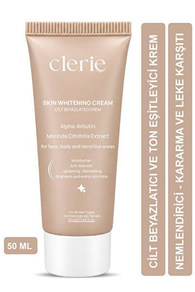 Clerie Cosmetics Cilt Beyazlatıcı Krem – Hint Dutu Alpha Arbutin, Leke Karşıt...