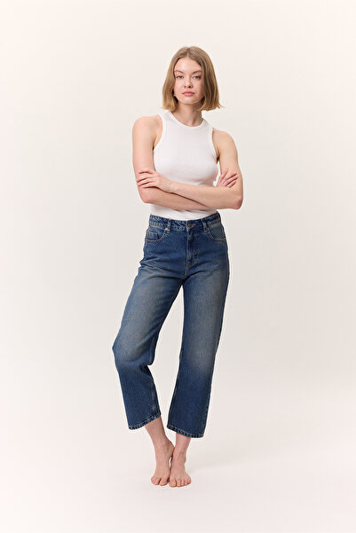 Manuka High Waist Straight Fit Jeans Blue