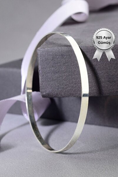 innuendo jewelery 925 Ayar Gümüş Kibrit Çöpü Ajda Kadın Bilezik Parlak Düz Ta...