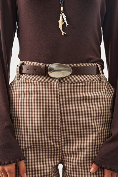 Manuka Oval Metal Buckle Belt Brown