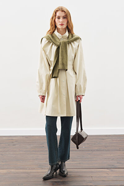 Manuka Oversized Tie-Up Midi Trench Coat Stone