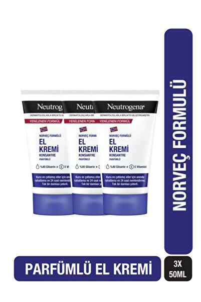 Neutrogena Norveç Formülü Parfümlü Konsantre El Kremi 50 ml x3