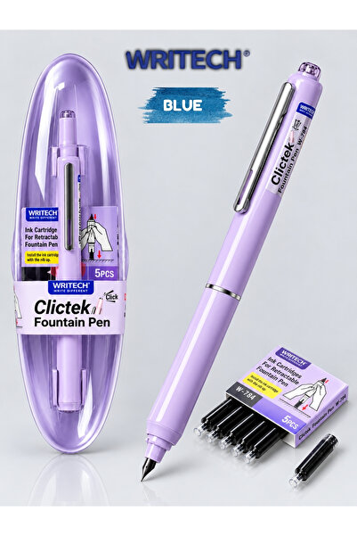 Writech Basmalı Dolma Kalem +5 Yedek Kartuş Hediyeli (Mavi Mürekkep)